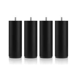 Bellecour Pied de lit cylindrique en métal Noir Hauteur 20 cm (vendu à l'unité)