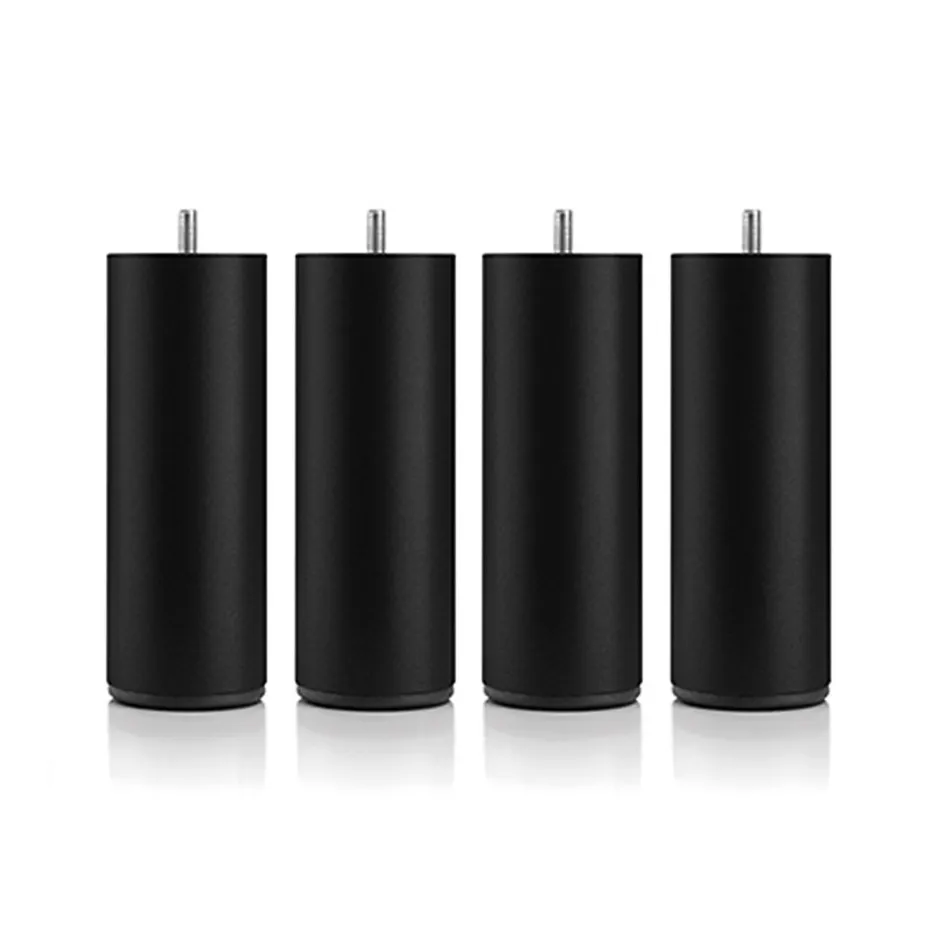 Bellecour Pied de lit cylindrique en métal Noir Hauteur 20 cm (vendu à l'unité)