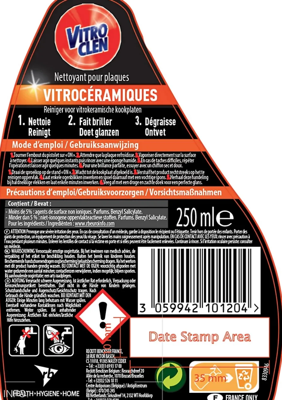 Vitroclen Pistolet nettoyant vitrocéramique et induction 250ml Online