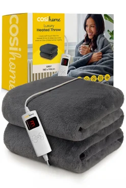 Cosi Home Plaid Chauffant Électrique En Fausse Fourrure De Luxe - Gris