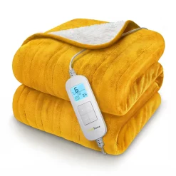 Cosi Home Plaid Chauffant Électrique En Polaire & Sherpa - Moutarde
