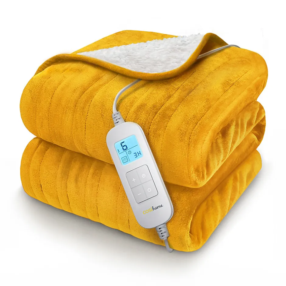Cosi Home Plaid Chauffant Électrique En Polaire & Sherpa - Moutarde