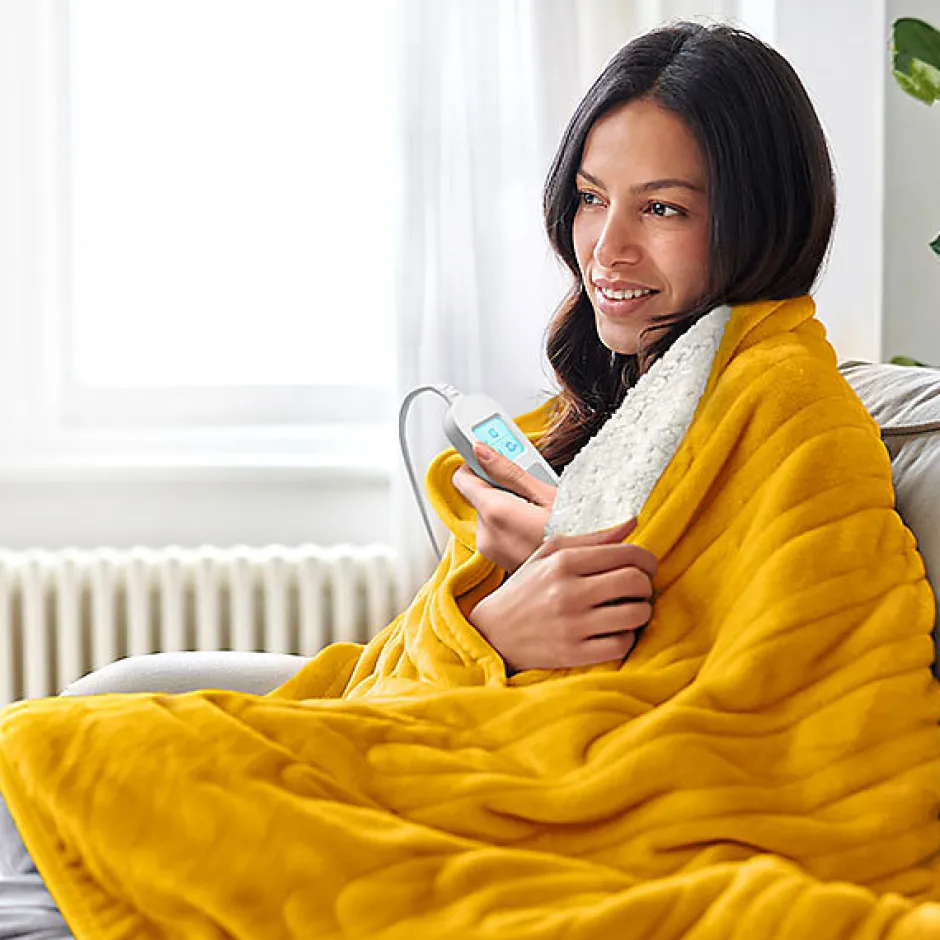 Cosi Home Plaid Chauffant Électrique En Polaire & Sherpa - Moutarde