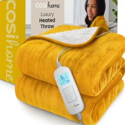 Cosi Home Plaid Chauffant Électrique En Polaire & Sherpa - Moutarde