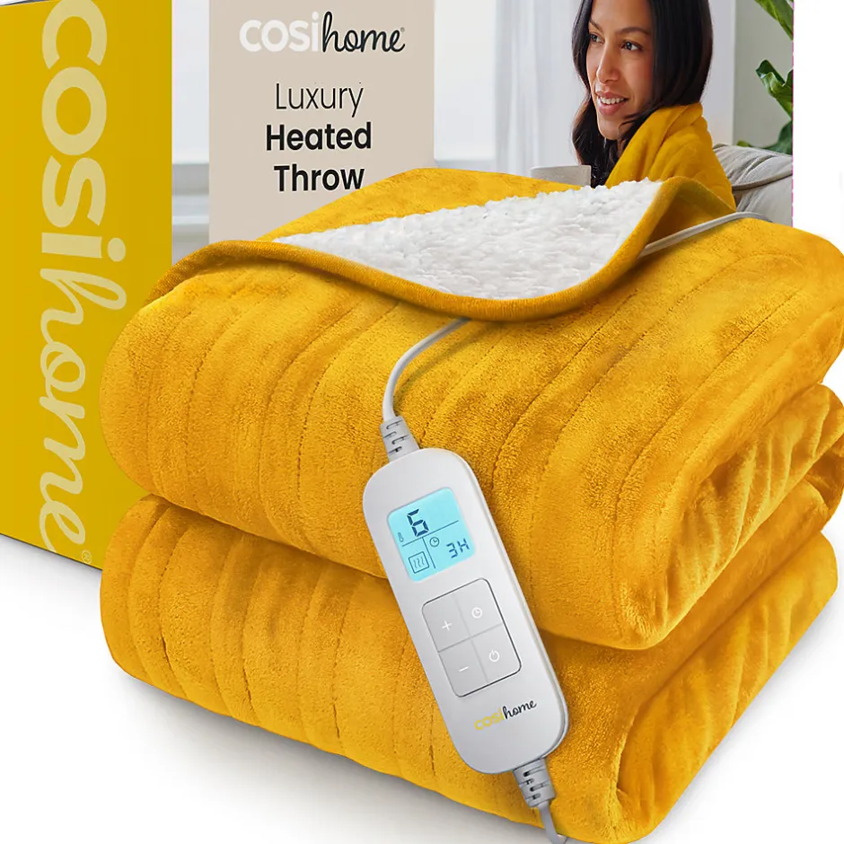 Cosi Home Plaid Chauffant Électrique En Polaire & Sherpa - Moutarde