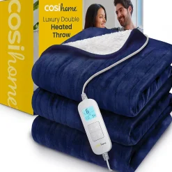 Cosi Home Plaid Chauffant Électrique Double En Polaire & Sherpa - Bleu Marine Online