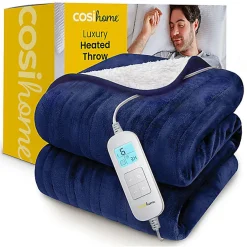 Cosi Home Plaid Chauffant Électrique En Polaire & Sherpa - Bleu Marine