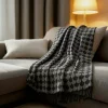 Sacasa Plaid en coton Noir et gris avec franges DROPALL -