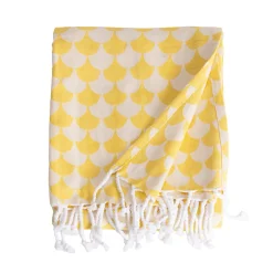 Sacasa Plaid jaune et blanc avec franges 130x170cm DROP -
