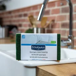 Starwax Éponge grattante pour les surfaces peu fragiles, vendue par 6 pièces