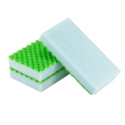 Éponge synthétique abrasive L.11 x l.6,5 x 2,4 cm blanc et vert vendue par 3 pièces Clearance
