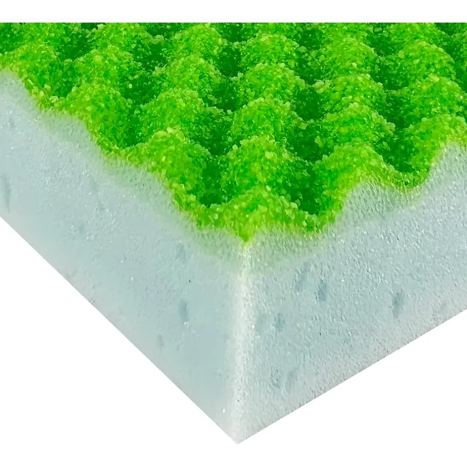 Éponge synthétique abrasive L.11 x l.6,5 x 2,4 cm blanc et vert vendue par 3 pièces Clearance