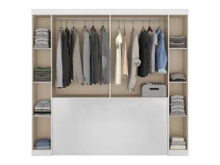 Vente-unique Pont de lit - 6 portes - Avec armoires et rangements - L216,5 cm - Blanc - ANTERO