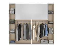 Vente-unique Pont de lit - 6 portes - Avec armoires et rangements - L216,5 cm - Blanc - ANTERO