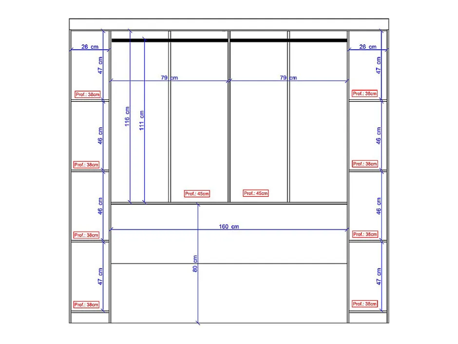 Vente-unique Pont de lit - 6 portes - Avec armoires et rangements - L216,5 cm - Blanc - ANTERO