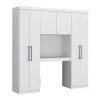 Vente-unique Pont de lit ANTERO - 6 portes - Avec armoires et rangements - L.200 cm - Blanc Discount