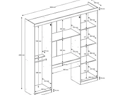 Vente-unique Pont de lit ANTERO - 6 portes - Avec armoires et rangements - L.200 cm - Blanc Discount