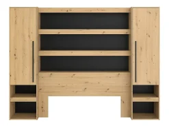 Vente-unique Pont de lit avec rangements et LEDs - L269 cm - Coloris : Naturel et noir - VARLY Sale