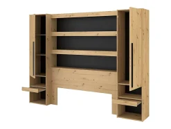 Vente-unique Pont de lit avec rangements et LEDs - L269 cm - Coloris : Naturel et noir - VARLY Sale