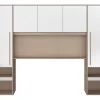 Vente-unique Pont de lit avec rangements - Avec LEDs - L265 cm - Coloris : Blanc brillant et naturel - VELONA