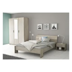 Demeyere PRICY Lit 140x190/200cm - Decor Chene shannon - L 145 x P 205 x H 79 cm