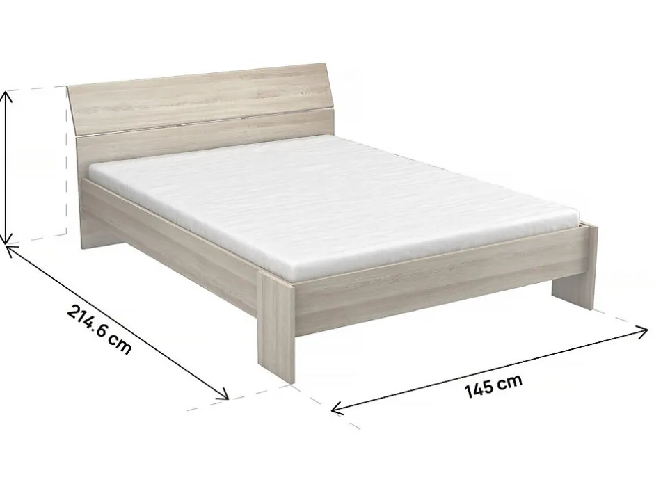 Demeyere PRICY Lit 140x190/200cm - Decor Chene shannon - L 145 x P 205 x H 79 cm