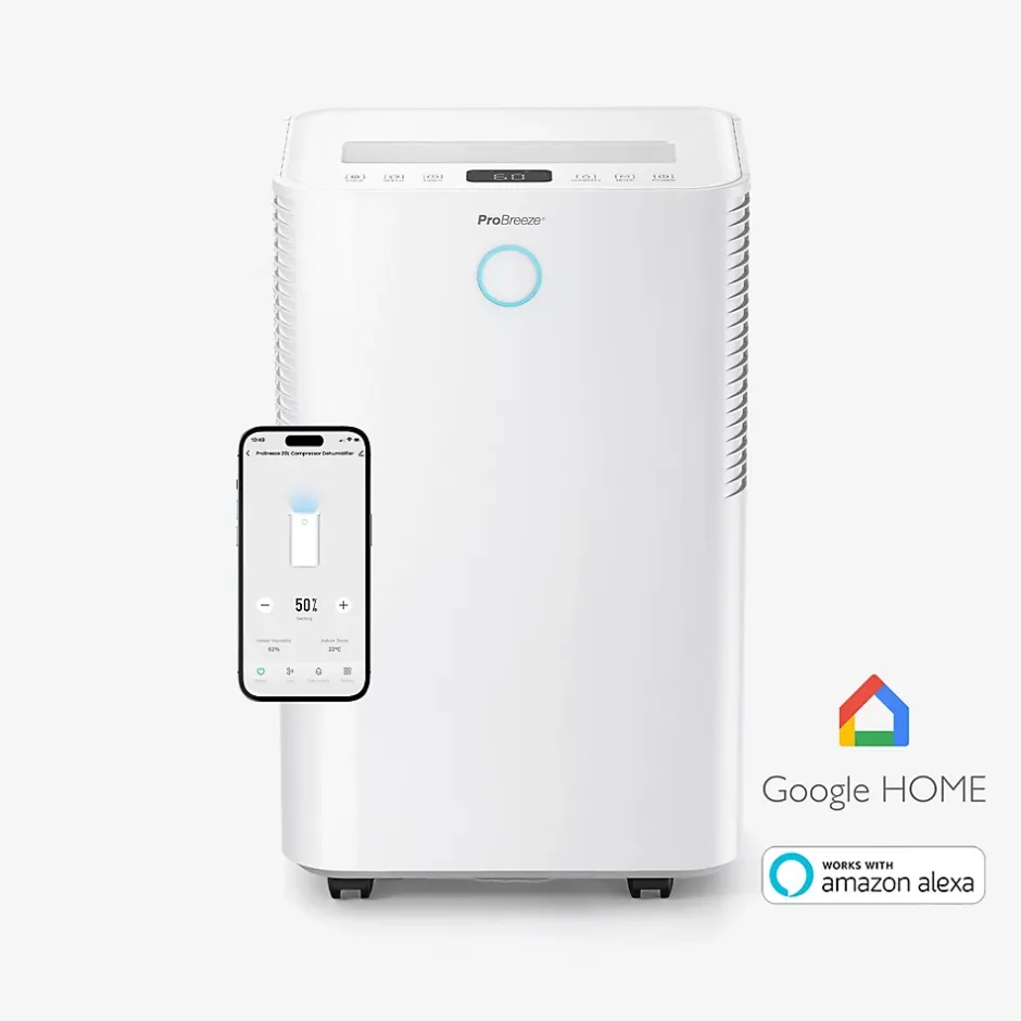 Pro Breeze Déshumidificateur 20ljour omnidry avec mode linge et contrôle via application intelligente pour pièce jusqu'à 35 m² New