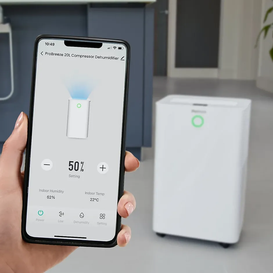 Pro Breeze Déshumidificateur 20ljour omnidry avec mode linge et contrôle via application intelligente pour pièce jusqu'à 35 m² New