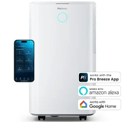 Pro Breeze Déshumidificateur silencieux 12L/jour OmniDry, mode linge, contrôle via app intelligente, pour pièces jusqu'à 20 m² Outlet