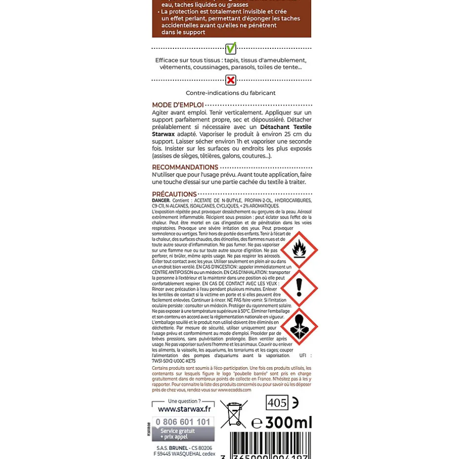 Starwax Protecteur imperméabilisant tissus extérieurs 300ml Sale