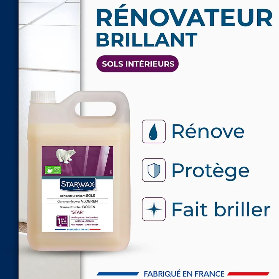 Starwax Protecteur sol carrelés Star Grand brillant longue durée 5 L Best