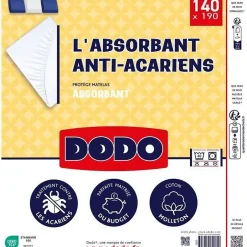 Dodo PROTEGE MATELAS L'ABSORBANT - ANTI ACARIENS - COTON - 140x190 cm - New