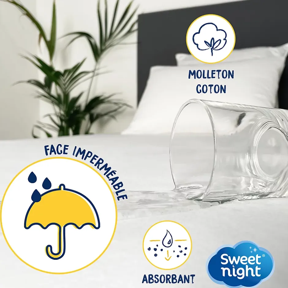 Sweetnight Protège matelas - Alèse Imperméable et Anti Acariens - Bouclette Éponge Coton - Silencieux et Respirant Best
