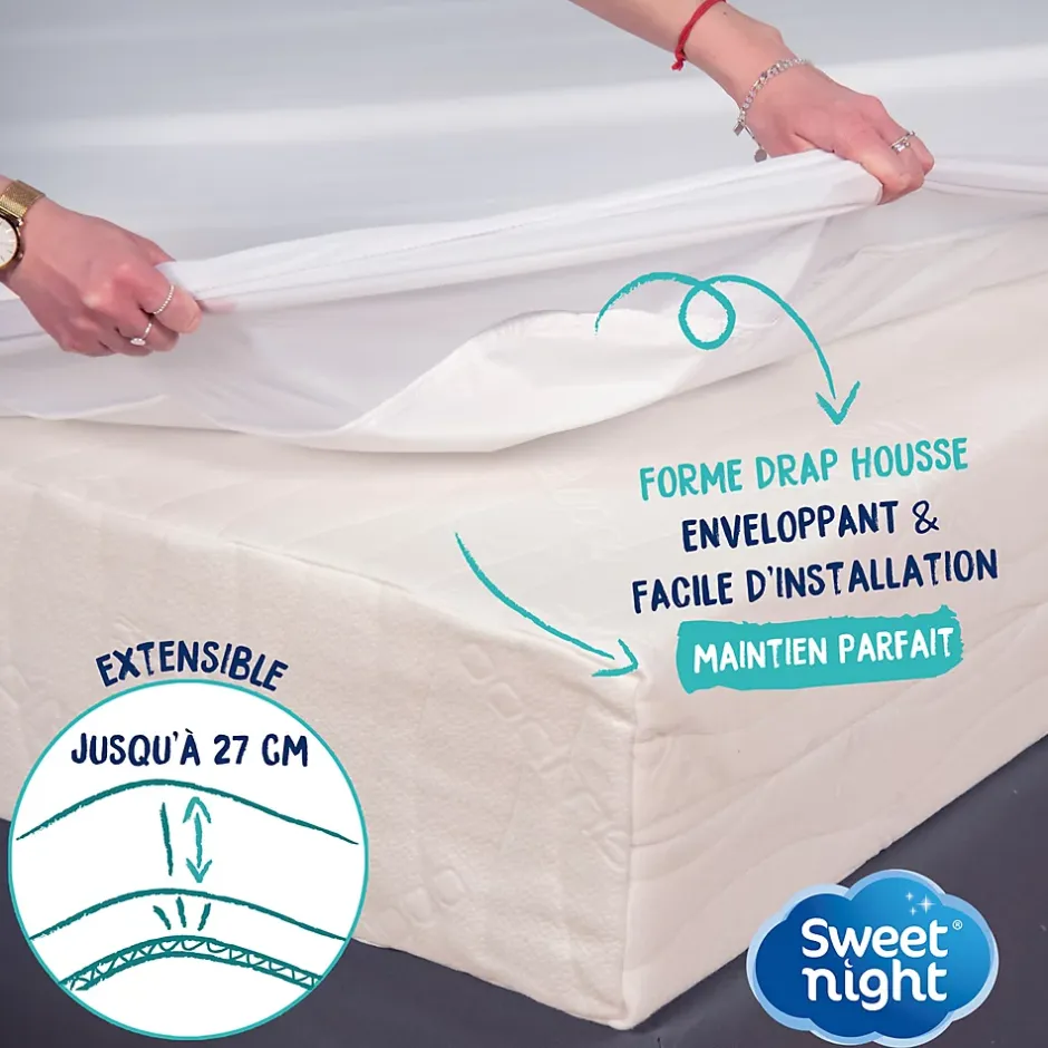 Sweetnight Protège matelas - Alèse Imperméable et Micro Respirante - Souple et Silencieux - Lavable à 90 degrés Sale