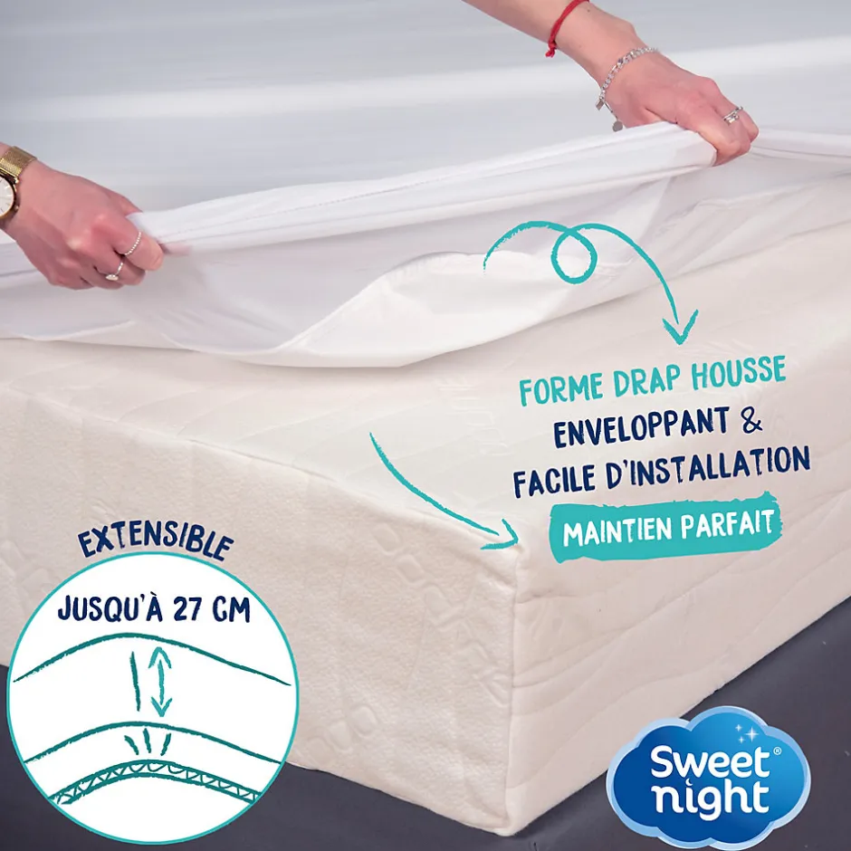 Sweetnight Protège matelas - Alèse Imperméable et Micro Respirante - Souple et Silencieux - Lavable à 90 degrés