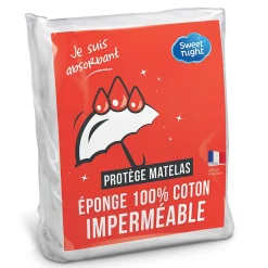 Sweetnight Protège matelas - Bouclette en Coton - Alèse Imperméable et Absorbante - Respirant et Silencieux