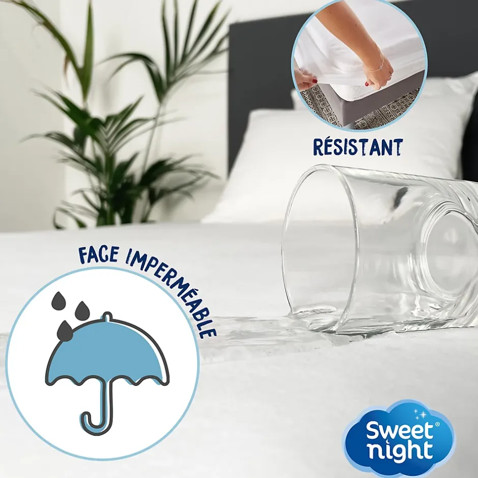 Sweetnight Protège matelas - Bouclette en Coton - Alèse Imperméable et Absorbante - Respirant et Silencieux Best