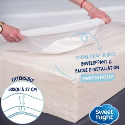 Sweetnight Protège matelas - Bouclette en Coton - Alèse Imperméable et Absorbante - Respirant et Silencieux Best