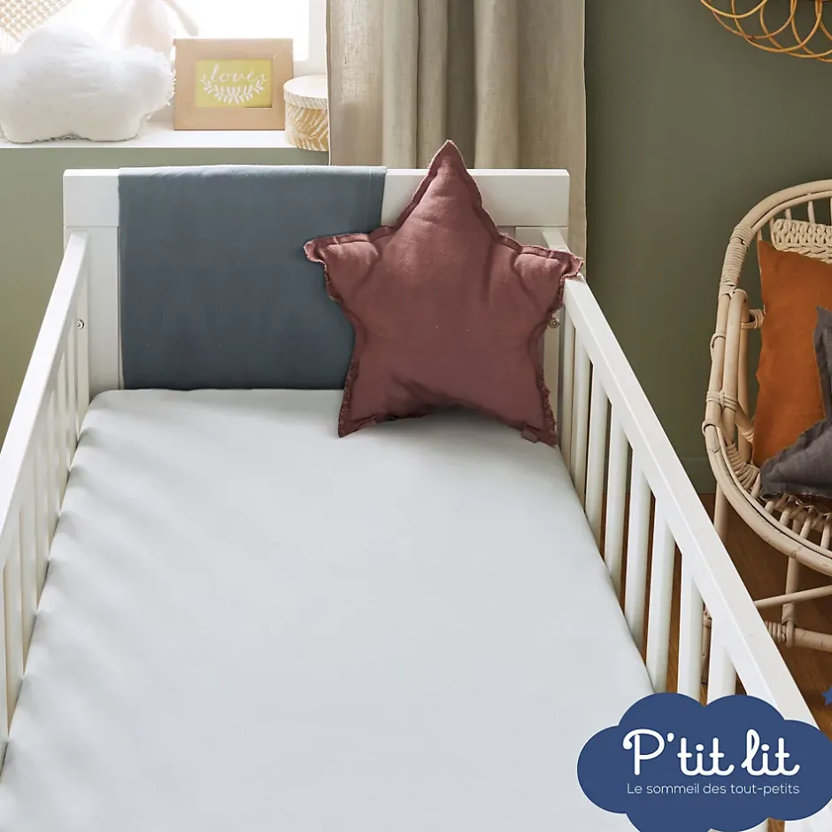 P’Tit Lit Protège Matelas Bébé 2 en 1 - Alèse + Drap Housse - 100% Coton - Imperméable et Respirant - Silencieux - Oeko Tex - Gris