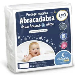 Babysom Protège Matelas Bébé 2 en 1 - Drap housse + Alèse Imperméable - Jersey 100% Coton - Souple et Silencieux - Oeko-Tex Clearance