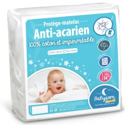 Babysom Protège Matelas Bébé Anti-acarien - Alèse imperméable Souple et Silencieuse - Bouclette 100% Coton : Doux et Absorbant - Oeko-Tex