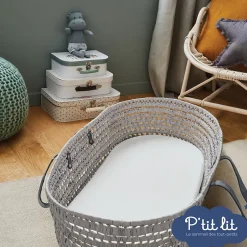P’Tit Lit Protège Matelas Bébé Bamboo - Couffin - Landeau - Nacelle - 40x80 cm - Alèse Imperméable - Sans traitement chimique Sale