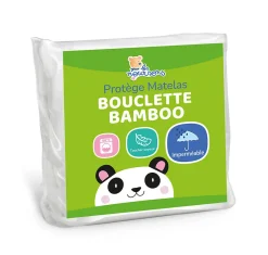 Les Noursons Protège Matelas Bébé Bamboo - Alèse Imperméable - Doux - Sans traitement chimique - Respirant et Silencieux