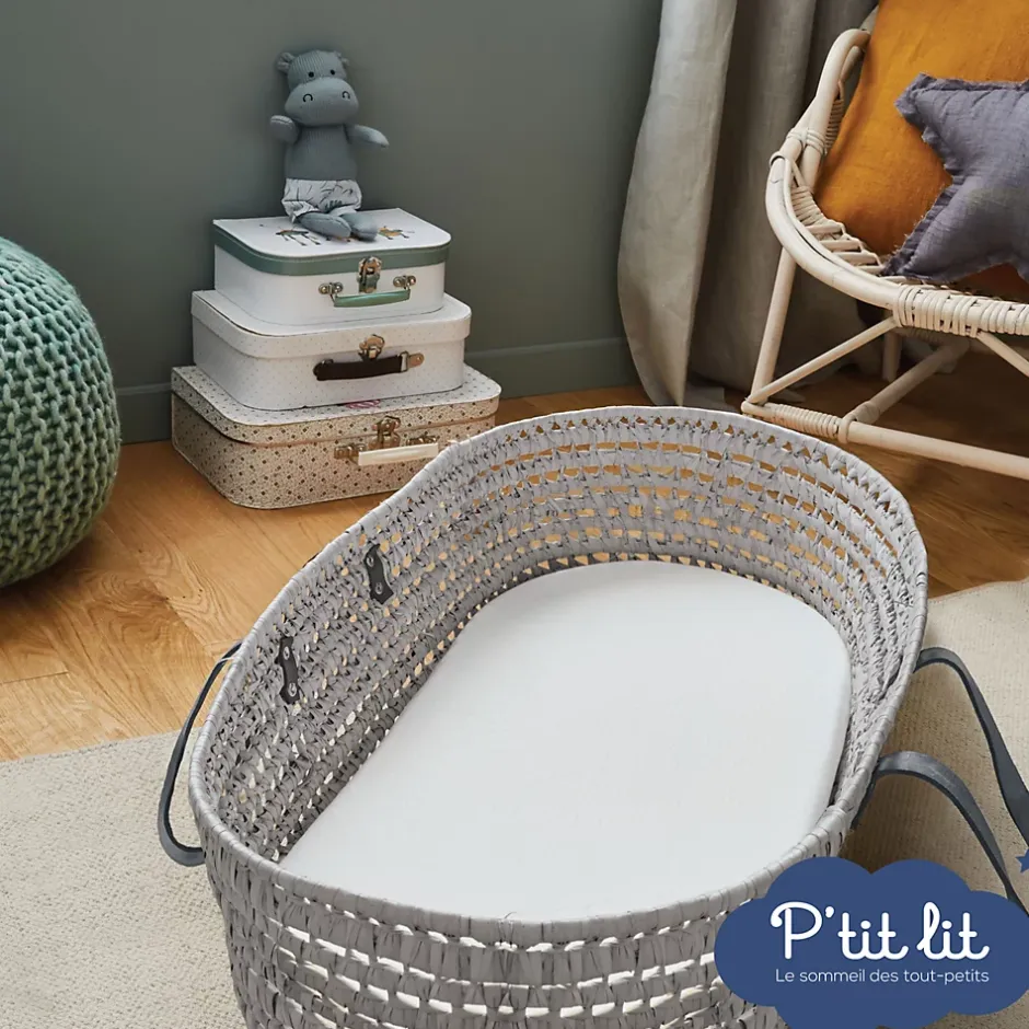 P’Tit Lit Protège Matelas Bébé Couffin - Landeau - Nacelle - Alèse Anti Acariens et Imperméable - Bouclette 100% coton Sale