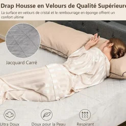 Giantex Protège Matelas Housse de Lit Douce en Polyester Cristal Poche Profonde Dessous Antidérapant 90 X 200 CM Gris