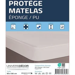 Univers Décor Protège matelas imperméable, absorbant et anti-acariens 90 x 190 cm