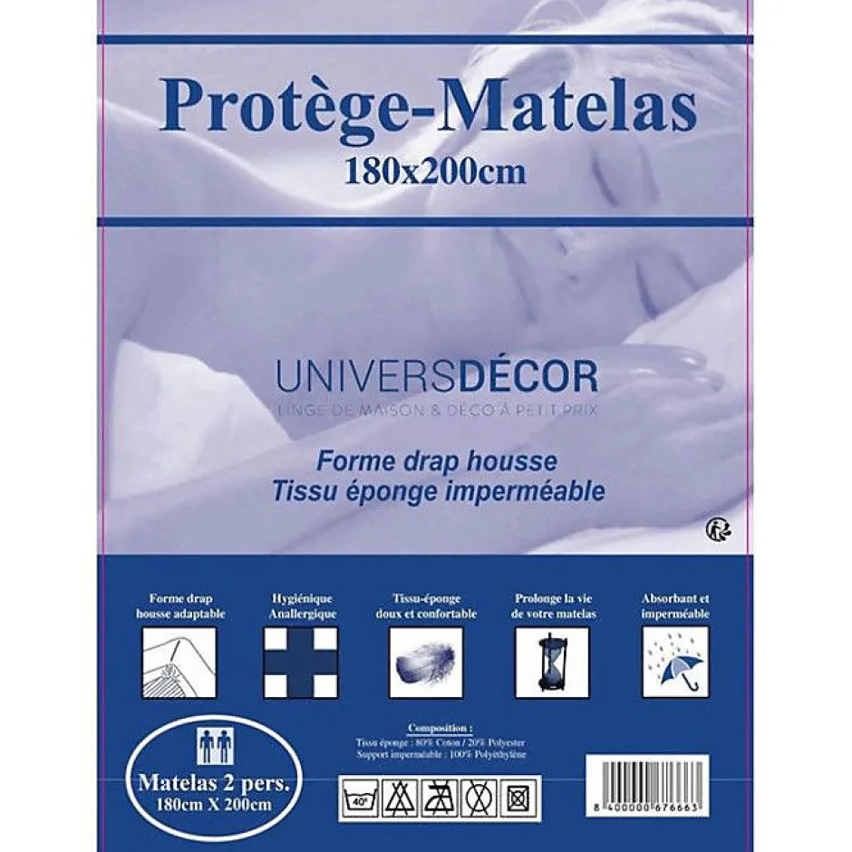 Coton Pur Protège matelas imperméable, absorbant et anti-acariens 180 x 200 cm