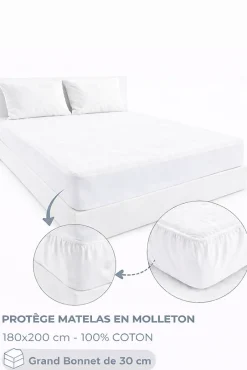 Mortreux Protège Matelas Molleton - Spécial grand lit 180 x 200 - 5073