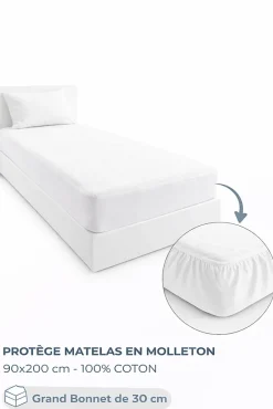 Mortreux Protège Matelas Molleton - 90 x 200 - 5070 Sale