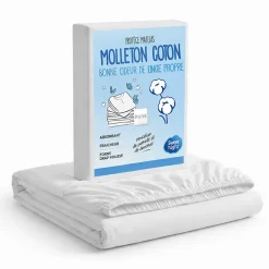 Sweetnight Protège Matelas 160x200 - Molleton 100% Coton - Senteur Linge Propre - Forme Drap Housse Extensible Outlet